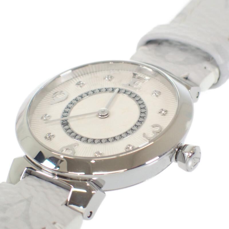 Louis Vuitton Q12MGZ Zegarki Stal nierdzewna/skóra Damski biała tarcza