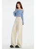 2025 Spring Women's High-Waisted Wide-Leg Jacquard Jeans - Slimming, Floor-Length