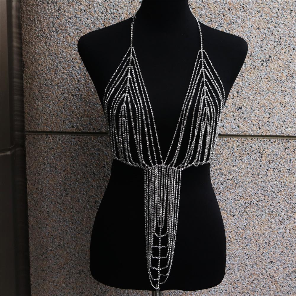 New Fashion Rhinestone Multi-Layer Fringed Onesie Exaggerated Luxury Body Chain Luxury Bra Chain