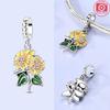 Green Plant Cactus Sunflower Bead Charms Compatible With Bracelets Charm Bead Charms copper Authentic Women Jewellery Diy Accessories Girlfriend Gift