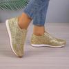Luxury Women Loafers Causal Shoes Gold Silver Sequin Leather Shoes for Womens Four Season Slip-on Sneakers Women's Flat Shoes