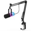 FDUCE Gaming Dynamic Microphone for Podcast PC Computer and Vocals with RGB Mute Gain Headphone and Boom Arm USB/XLR Recording, Gaming, Streaming,