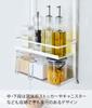 Yamazaki Range Hood Spice Rack, 3 Tiers, White, Approx. W27.5 x D14 x H57cm, Large Capacity, Includes Silicone Caps, 4838