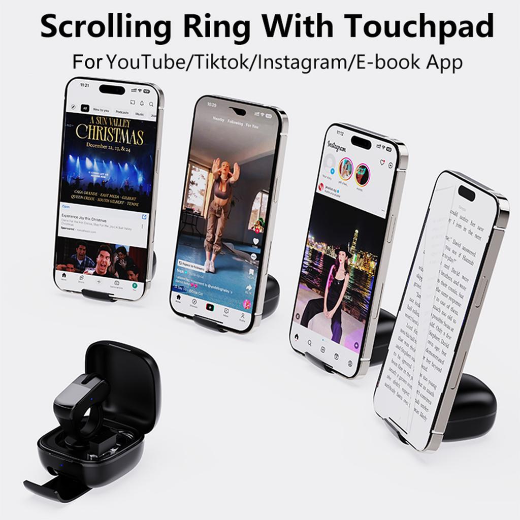 BT Scrolling Ring with A Touchpad Air Finger Ring Mouse Wireless Scroller for iPad iPhone Android