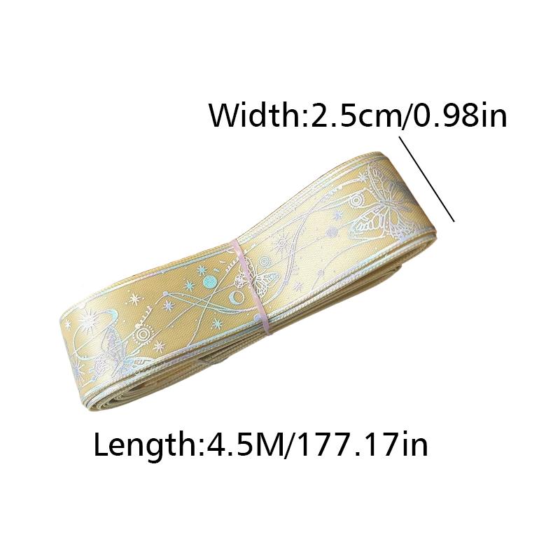 1 Roll DIY Hot Stamping Material Printed Pattern Butterfly Ribbon Creative Hot Stamped Ribbon Lace Accessories 2.5x450cm