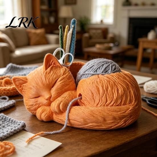 Cat Yarn Bowl for Crocheting And Knitting, Cute Holder Crochet Organizer, Stylish Minimalist Lovers Knitters