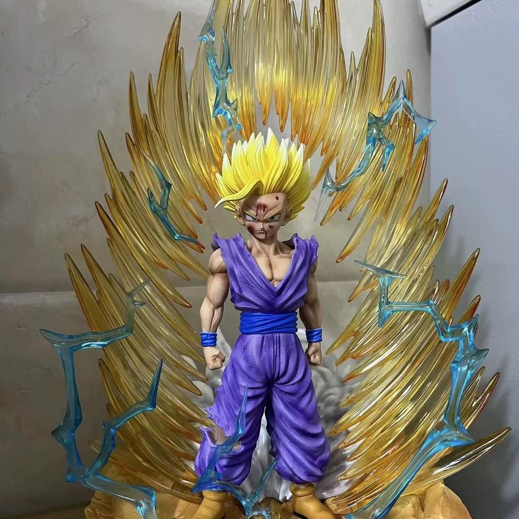 Drogan Boll Son Gohan Anime Figures Super Saiyan 2 Figurine Luminous Statue Replaceable Head Hand Model Fans Birthday Gifts Toys