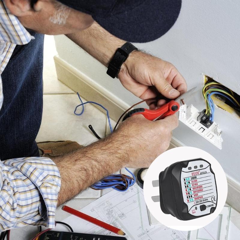 Portability Socket Tester Electrical Outlet Circuit Analyzers Detecting Live Neutral Ground Wire Durability Construction Tool