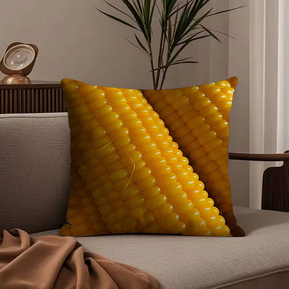 Fresh Food Anime Health Pillow Case Anti-dustmite Pillowcase Invisible zipper silky short plush Sofa cushion cover