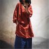 Johnature Women Vintage Shirts V-Neck Long Sleeve Tops Solid Color Spring Button Chinese Style Women Long Shirts