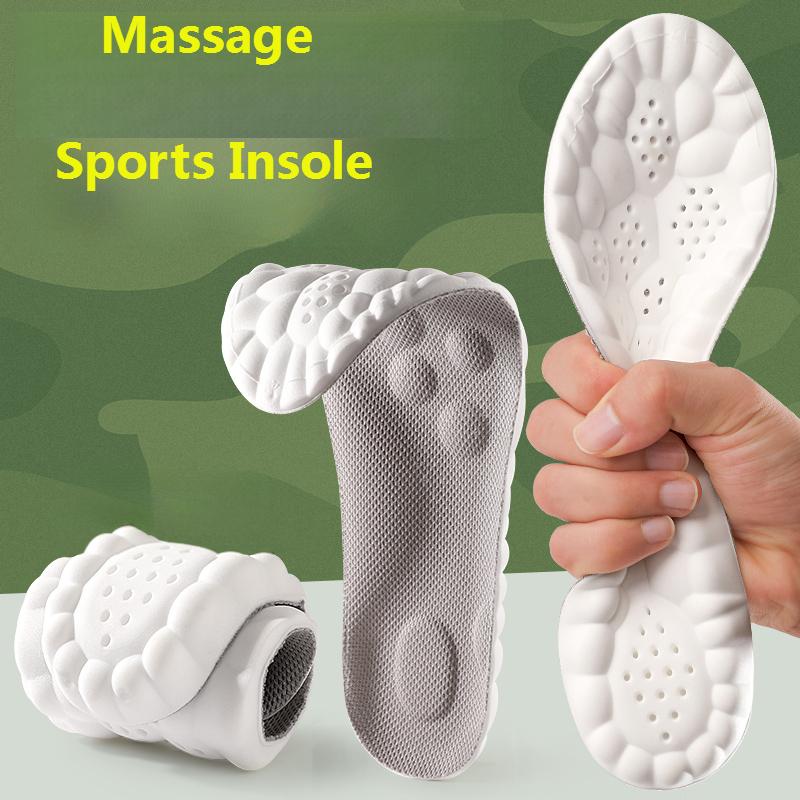PU Massage Sport Insoles For Shoes Men Antibacterial Deodorant Running Insole for Feet Shock Absorption Sole Non Slip Shoe Pads