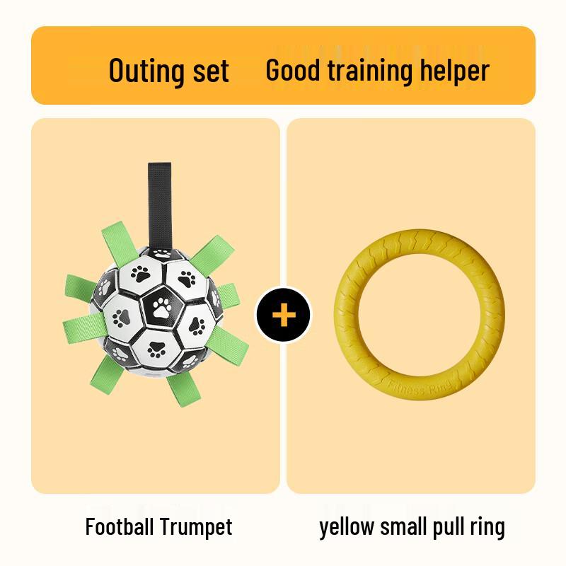 Interactive Squeaky Soccer Ball Dog Toy with Pull Ring