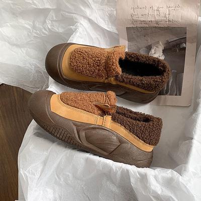 Retro Thick-soled Velvet Thermal Cotton Shoes, One-pedal Loafers, Women's New Comfortable and Not Tired Foot Shoes