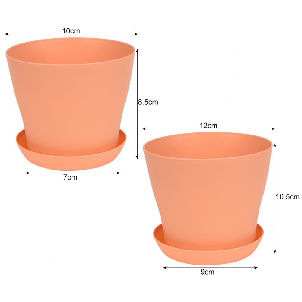 2Pcs Flower Pot Colorful Round Large Mouth PP Drainage Holes Plant Container With Saucer Lightweight Thick Nursery Pot