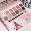 New 12-Color Begonia Flower Oil Painting Style Pink and Brown Eyeshadow Palette Matte Pearlescent Fine Shimmer Earthy Low-Saturation Eyeshadow Palette