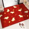 Cute Horse Pattern New Year Door Mat Non-slip Bath Mat Soft Water Absorption Blanket Home Decorations
