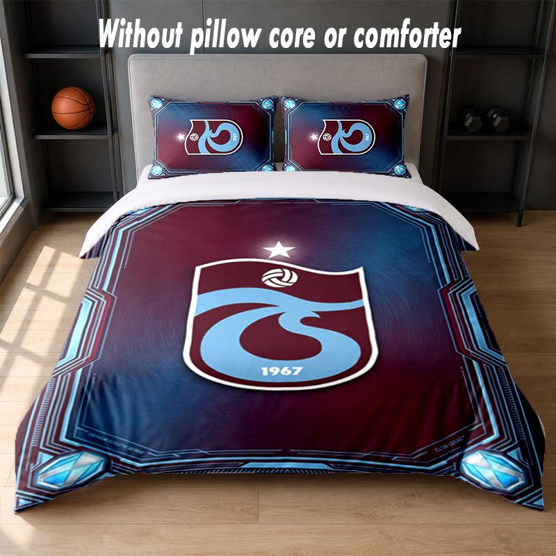 Trabzonspor FC Design Bett Bettwäsche Set 1 Bettbezug + 2 Kissenbezüge Weich Atmungsaktiv Haushalt Bettwäsche