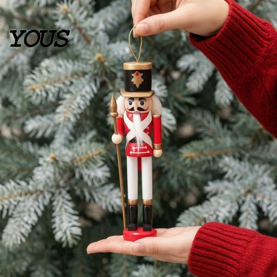 Retro Style Christmas Accents 5Pcs Wooden Nutcracker Ornaments, Handmade Soldier Figurines with Hanging Rope, Collectible Nutcrackers Classic Pendants
