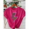 T-shirt Estive per Bambini 11 Colori Stampa Leopardo Neon Fulmine Moda Street Manica Corta Top Casual da Esterno per Ragazzo e Ragazza