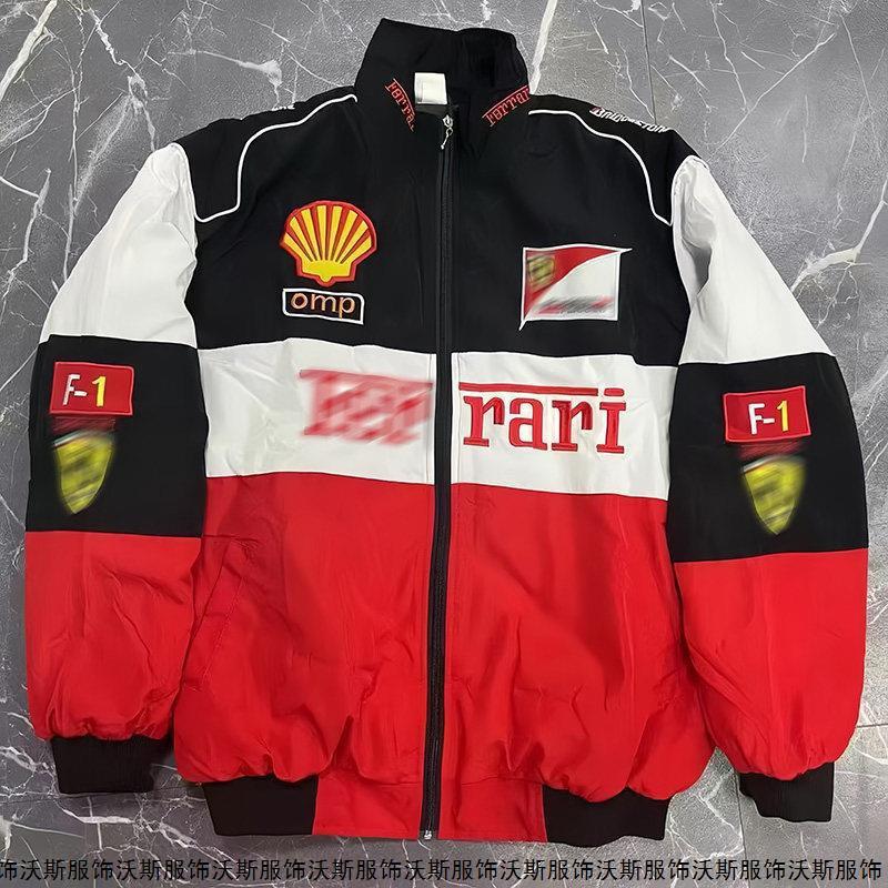 Herren Damen Motorrad Rennstil Winddichte Jacke Lässiger Biker Mantel Leichte Bestickte Retro Sport Oberbekleidung
