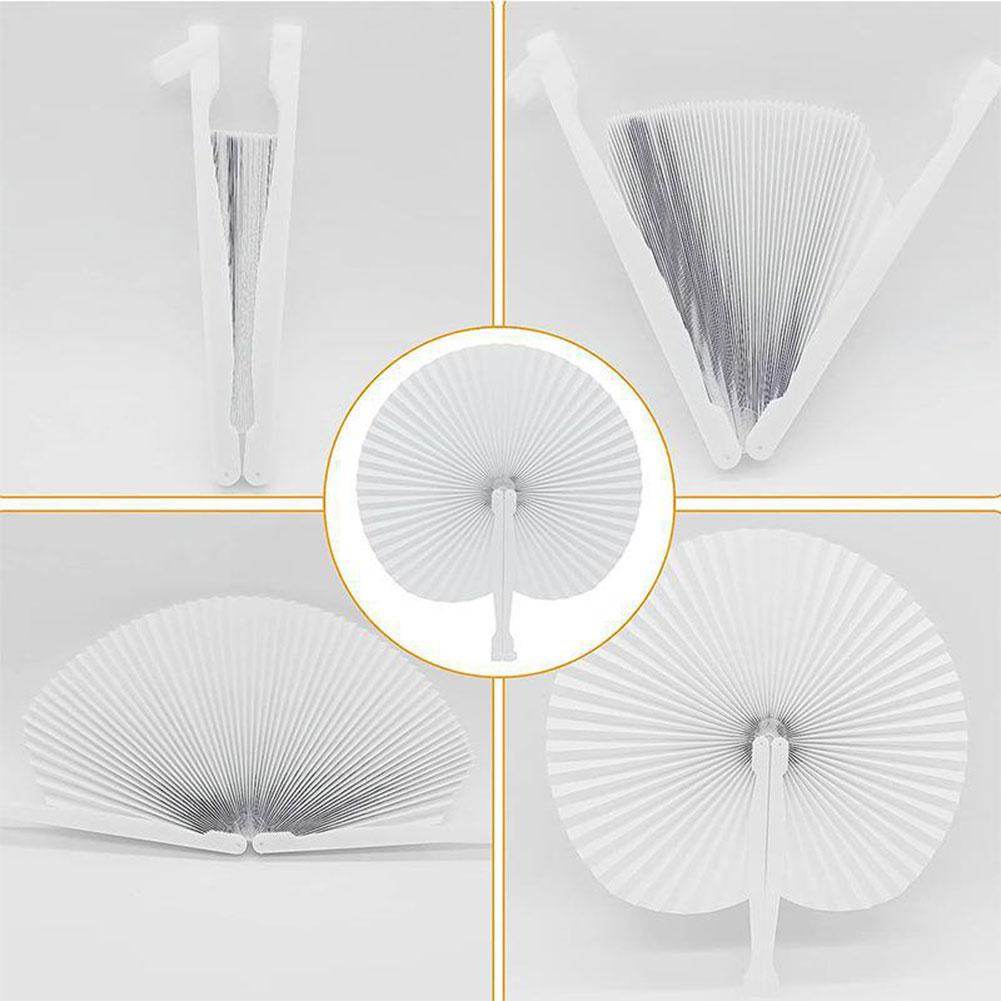 Ventaglio da Pittura Fai-da-Te Rotondo con Manico in Plastica Ventaglio Portatile Ventaglio Pieghevole Vuoto per Matrimoni Feste e Decorazione della Casa