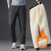 Autumn Winter Men's Padded Trousers Autumn and Winter Thickened Down Cotton Trousers Outside The Windproof Casual Sports Lamb Wool Trousers