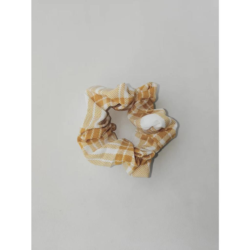 1pc Lemon-yellow Checkered Hair Tie, Fresh, Cute and Sweet Hair Accessory for Women's Daily Use