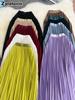 Wavy Edge Pleated Skirt High Waist Slimming Office Wear Versatile Long Dress for Women