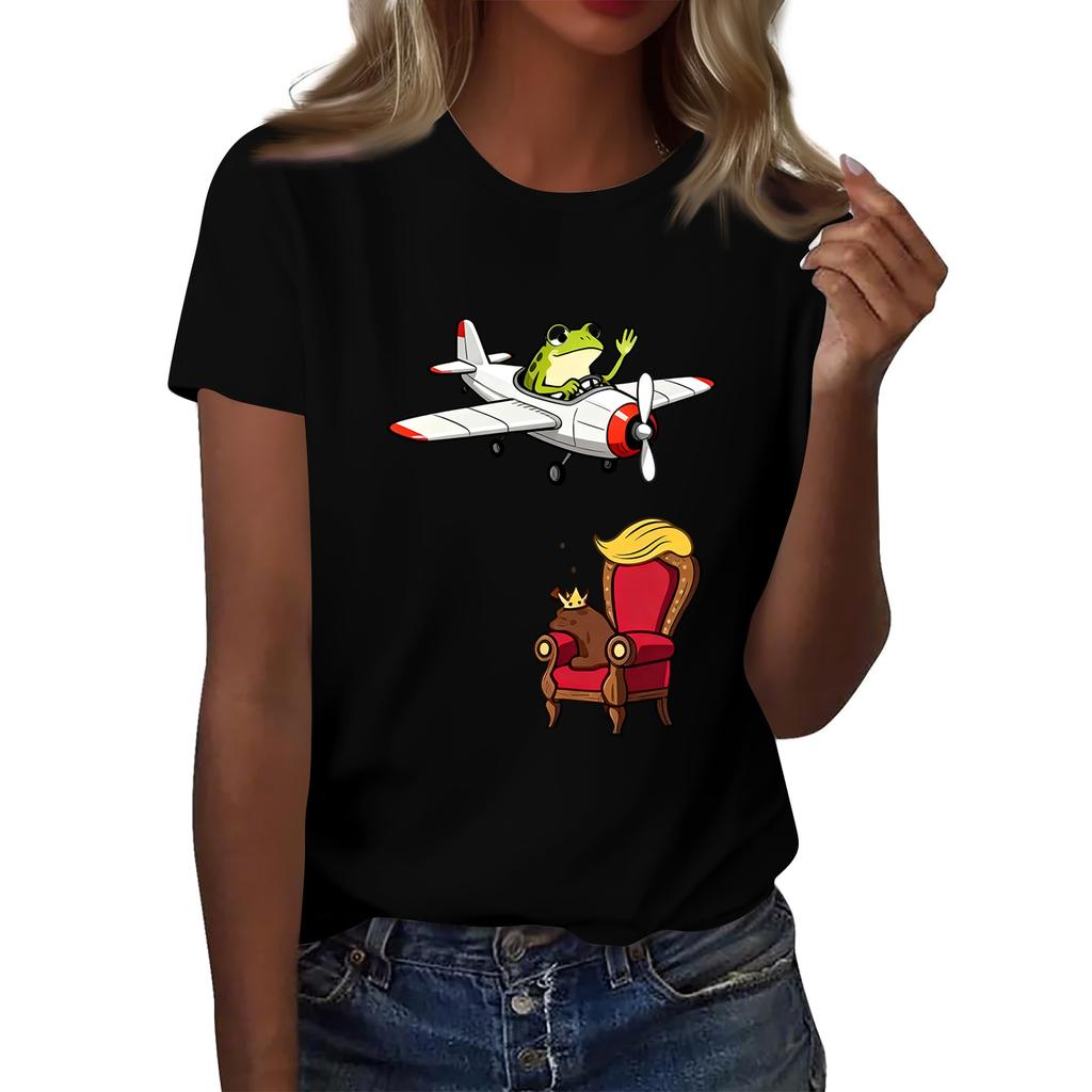 Women's Printed Round Neck Short Sleeve Top