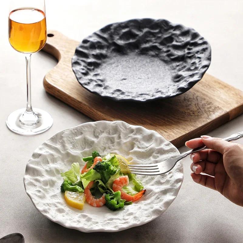 Salad plate commercial cold dish irregular tableware hotel pwestern food plate ceramic dessert plate oblique mouth