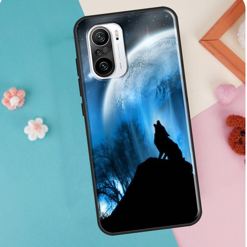 Moon Roaring Wolf Case For POCO F3 F1 F2 M3 M4 X4 Pro GT X3 Pro Cover For Xiaomi Mi 11 Lite 12 X Mi 11T Pro