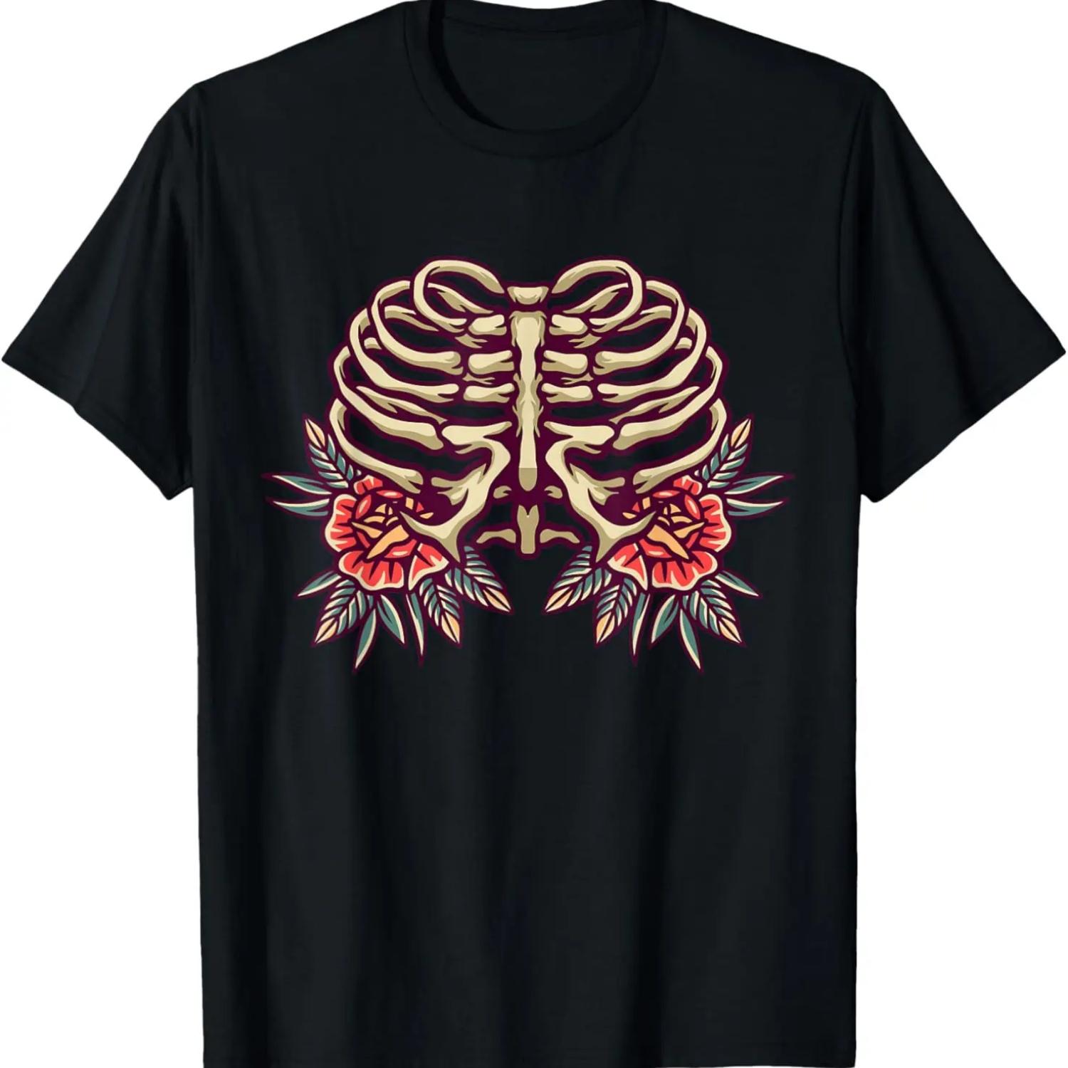 

Bones chest and Roses T-Shirt XXXXXL чёрный