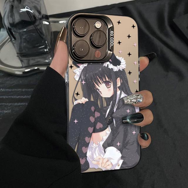 

Black Clad Pretty Girl 16E Pro Max Phone For iPhone Case Funda Bumber Cover 16 15 14 13 12 11 For iPhone 11 Pro Max