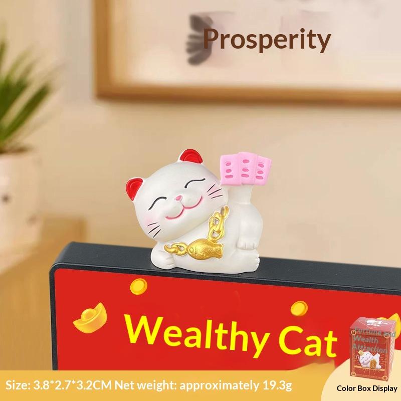 Cute Lucky Cat Sculpture, Wealthy Office Table Ornament, Suitable for Gaming Space & Car, Chinese New Year Gift, 1/2/4Pcs