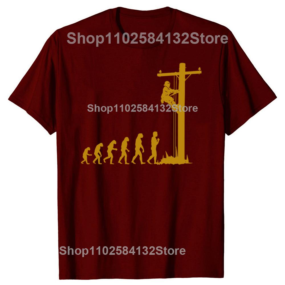 Lustige Einzigartige Evolution Von Freileitungsmonteur Elektriker Grafik T-Shirts Herren Mode Lässiges T-Shirt 100% Baumwolle Locker Übergroßes T-Shirt