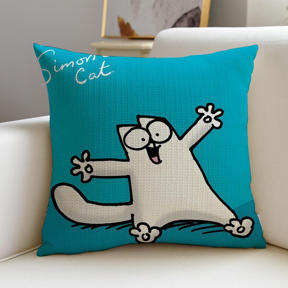 Funny SSimons CatS Cushion Cover Breathable and skinfriendly linen pillowcase square removable and washable cushion