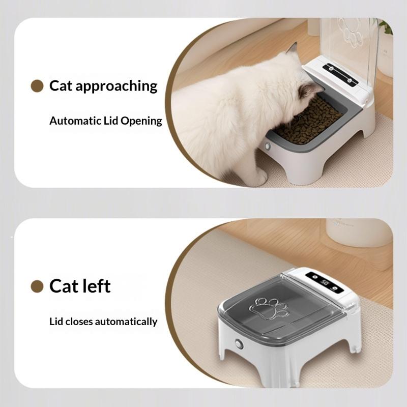 Cats Food Bowl Automatic Open Dogs Pet Mute Food Dispenser with Motion Sensors Large Capacity Bowl