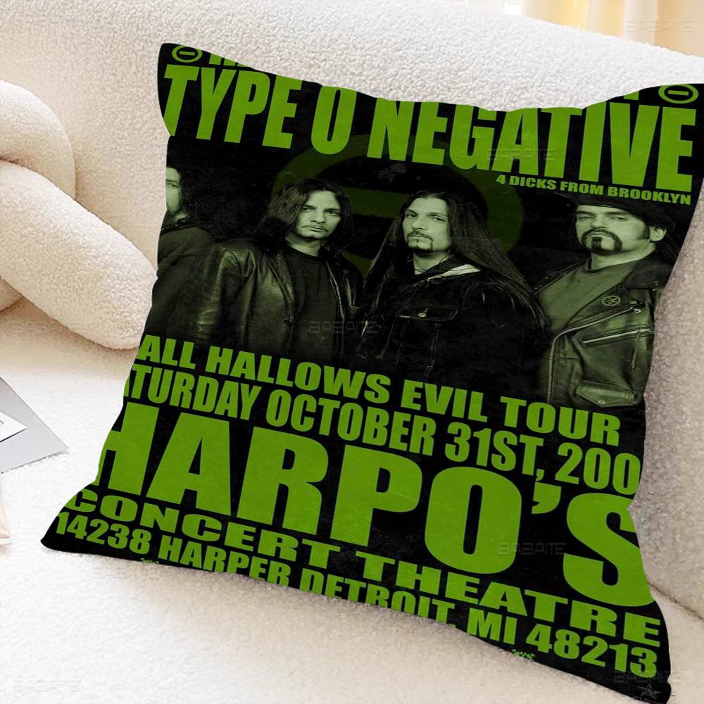 Rock Band T-Type O N-Negative Pillow Case Cushion Cover Car Throw Pillow Case For Sofa Car Christmas Gift 40x40cm 45x45cm