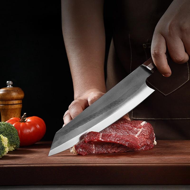 Handgeschmiedete Scharfe Fleischschneidemesser Fischslicer Gemüse Schneider Edelstahl Metzger Hackbeil Messer Massivholzgriff