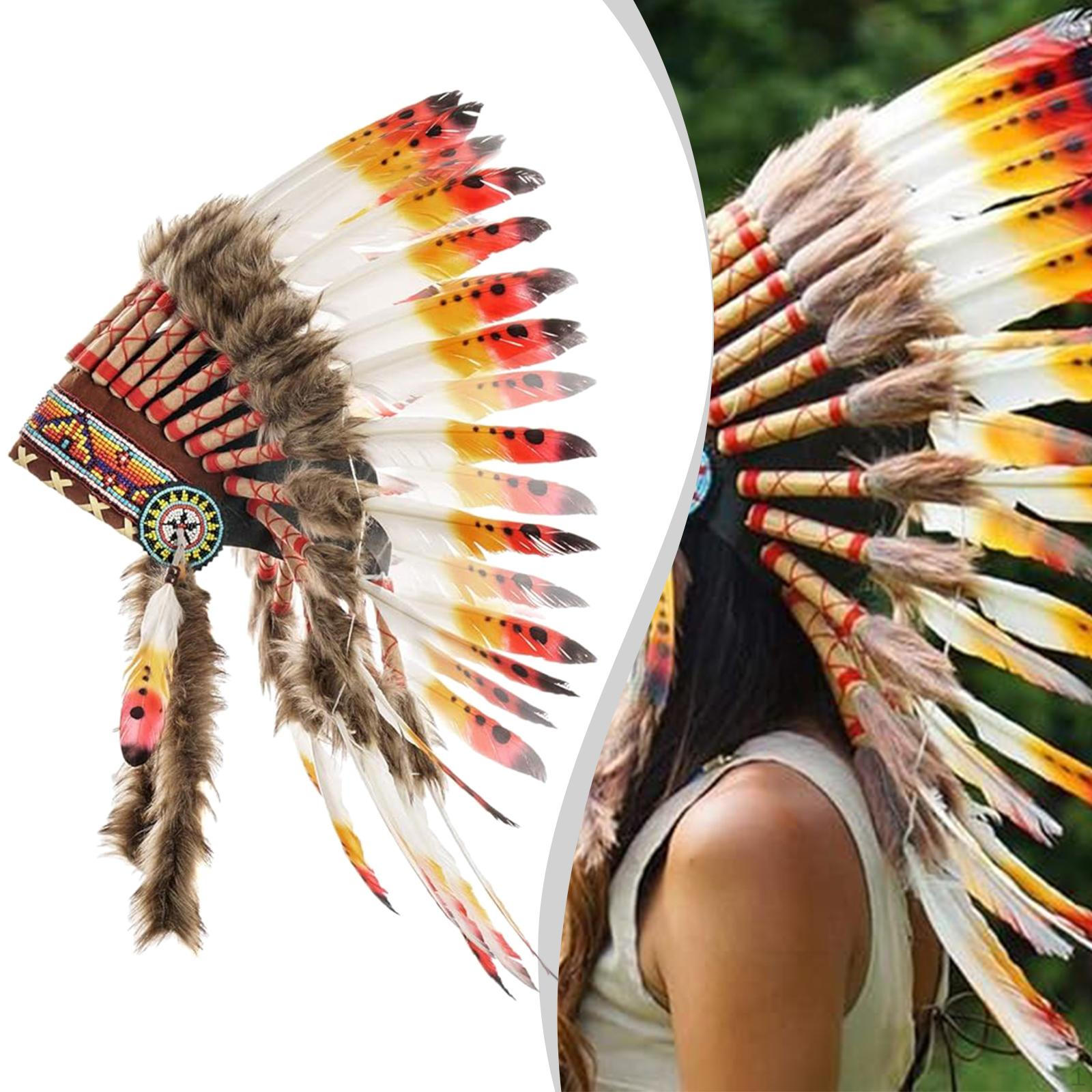 

Indian Headdress for Men Women Hat Headband Dressing up Festival Roles Play