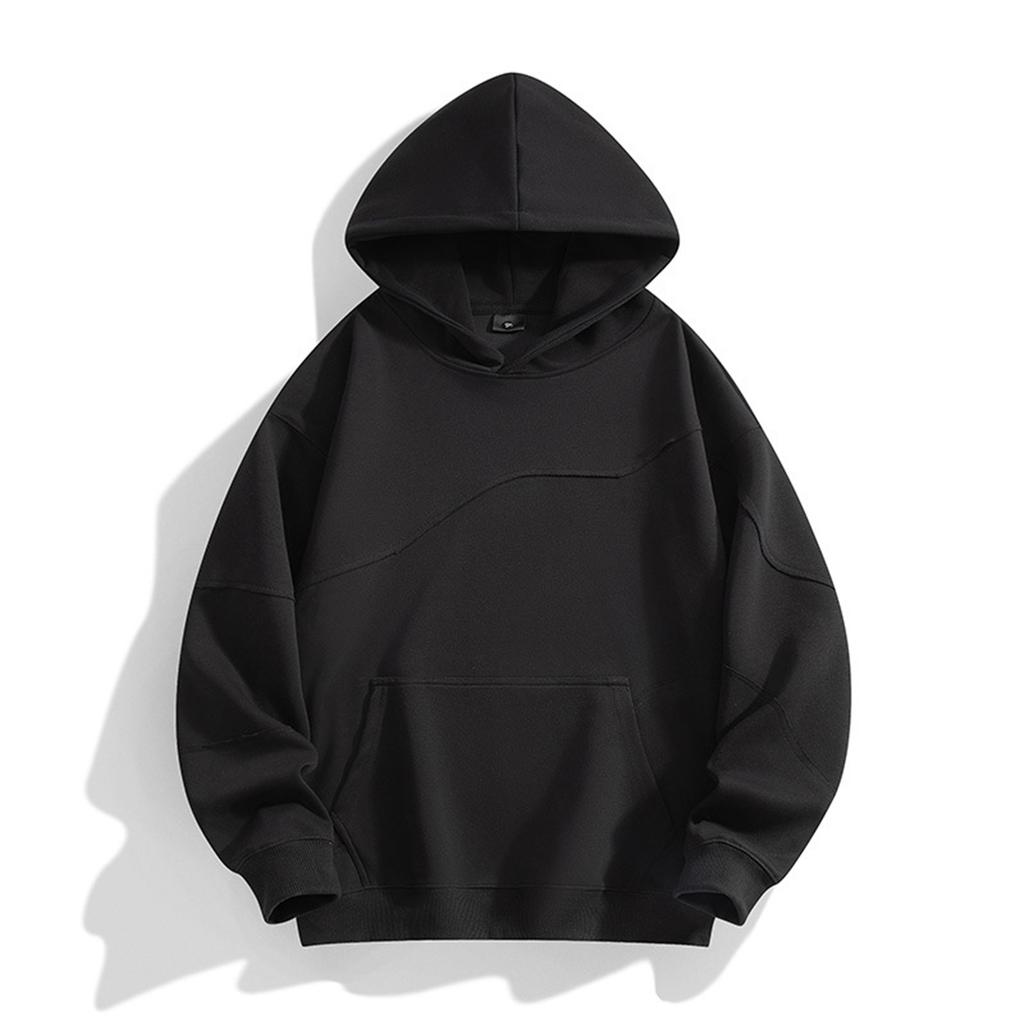 Men's Solid Color Plush Sweatshirt Hoodie Men's Sports Large Size Casual Sweatshirt
