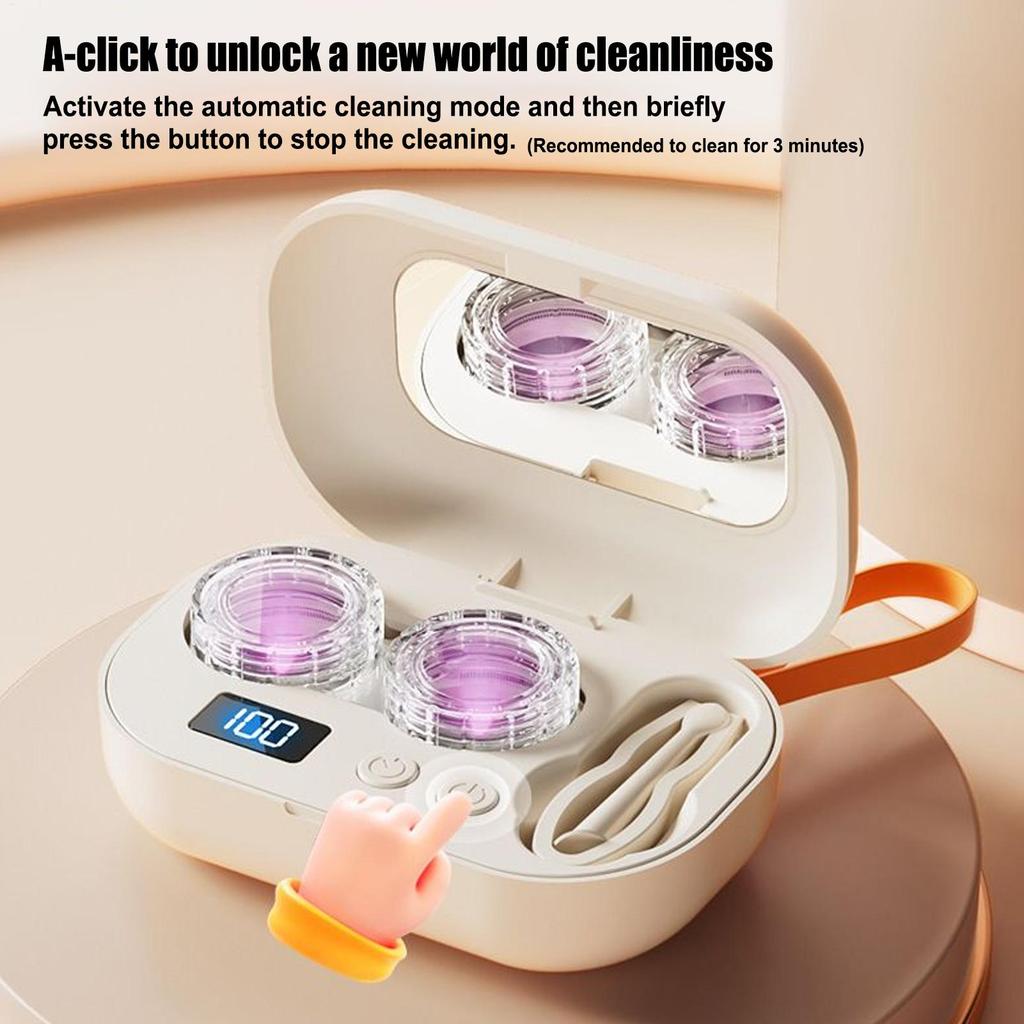 Portable Glasses cleaning box Rechargable Ultrasonic Contact Lens Cleaner Machine for Gym Sports Running Fitness Outdoor