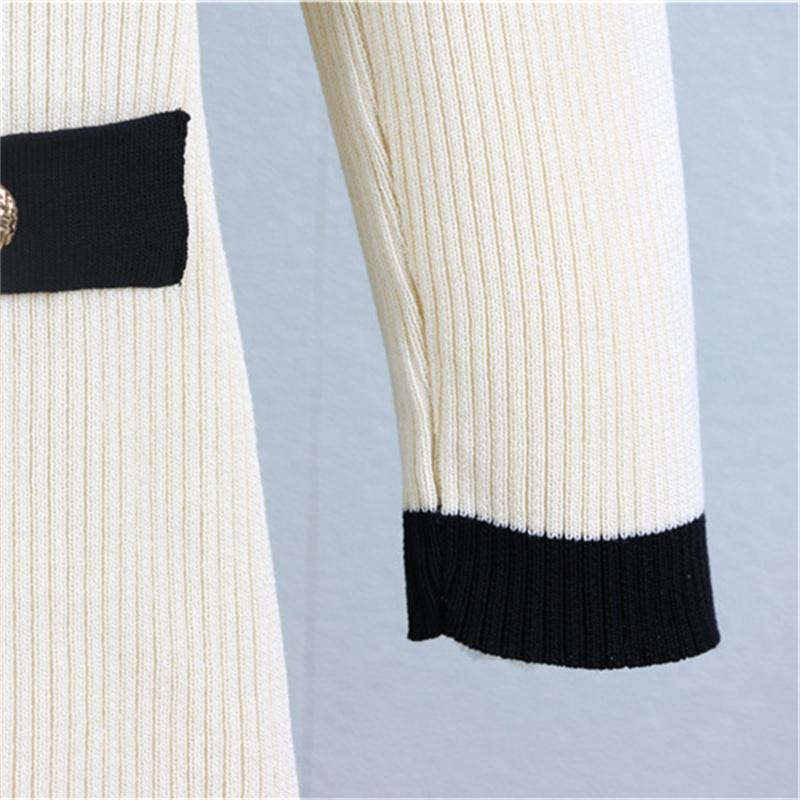 French style knitted cardigan, mid length skirt, women's spring and autumn 2025 new fashionable long sleeved dress