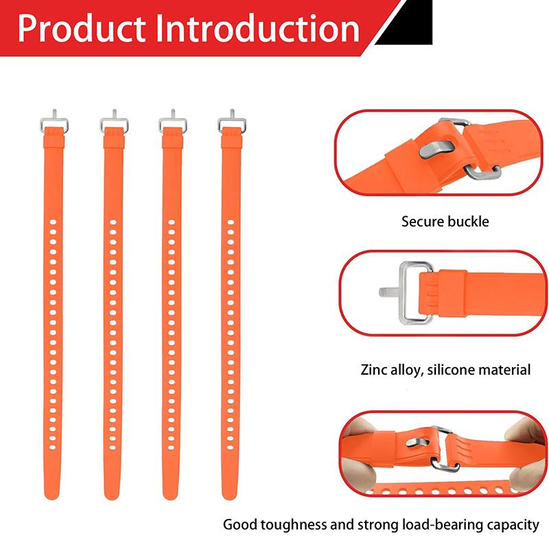 Travel Compact Tied Belt Durable Silicone Fixed Cargo Tie Down Luggage Lash Belt Strap Camping Hiking Cargo Storage Belt Buckle
