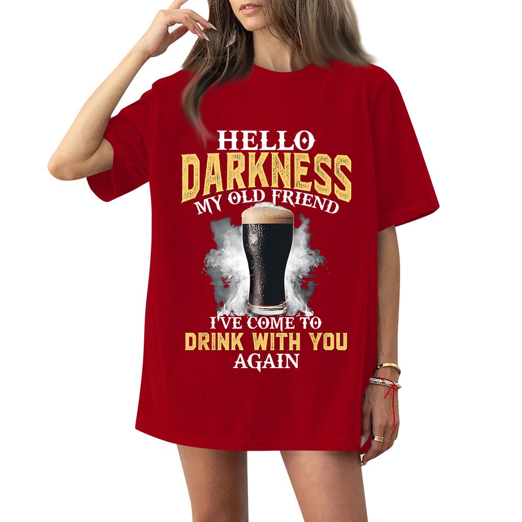 ( Darknss My Old Freend) Women's Fashion Casual Short-Sleeve Neck St. Patrick's Day Printed Shirt/T-Shirt Top