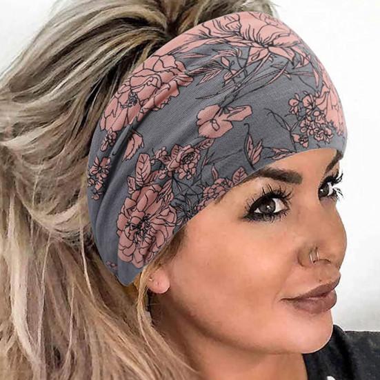 Diadema de yoga ancha, elástica y transpirable, para mujer, estilo retro bohemio, con estampado de anacardos, nudo para maquillaje, accesorios para el cabello
