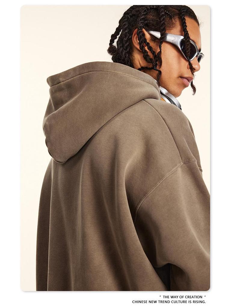 BE Men's Retro Distressed Spray Paint Velvet Hoodie & Sweatpants Set - Autumn 2025 Collection