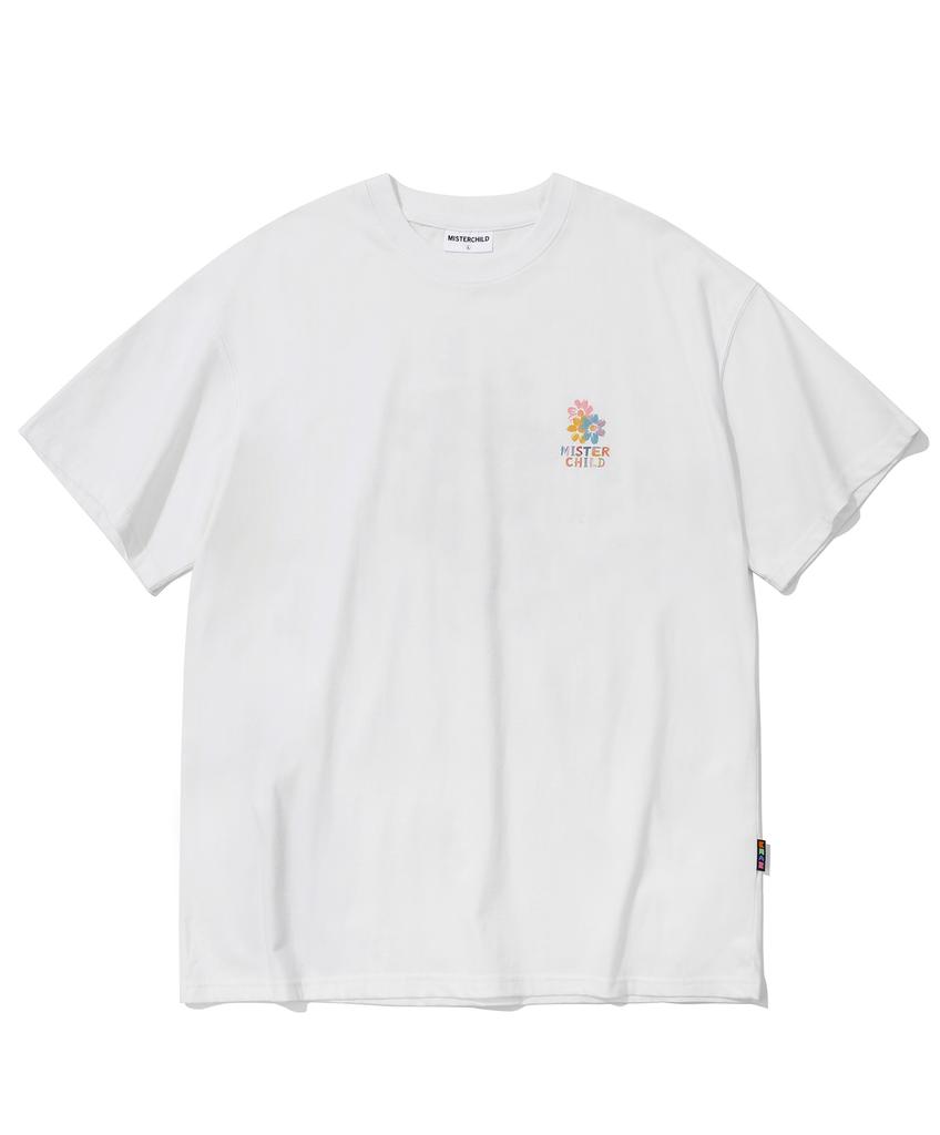 MISTER CHILD Rainbow Flower T-Shirt White