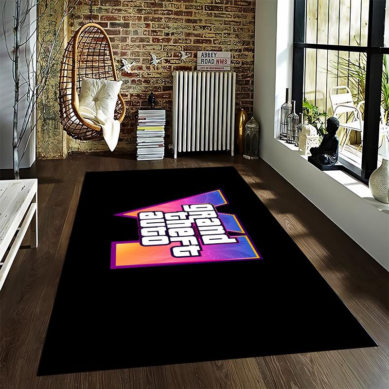 Grand Theft Auto Logo Rug for Gamers Suitable for Use As an Anti-slip Game Mat for Living Room and Bedroom Sofas