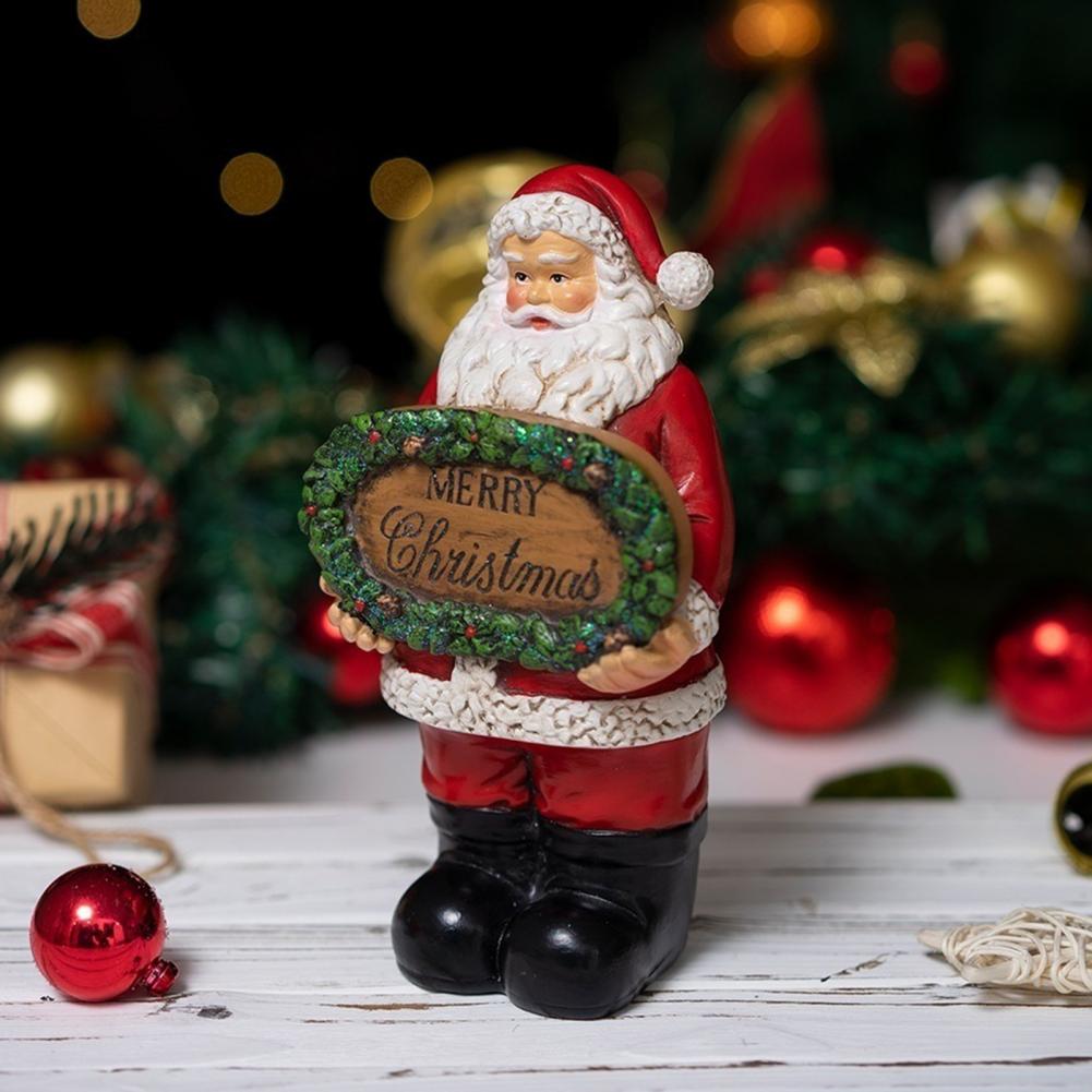 Christmas Ornaments Resin Craft Santa Claus Desktop Decoration Festive Santa Claus Resin Statues for Holiday for Shelf Home